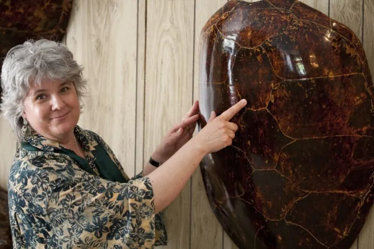 Karen Eckert with turtle shell