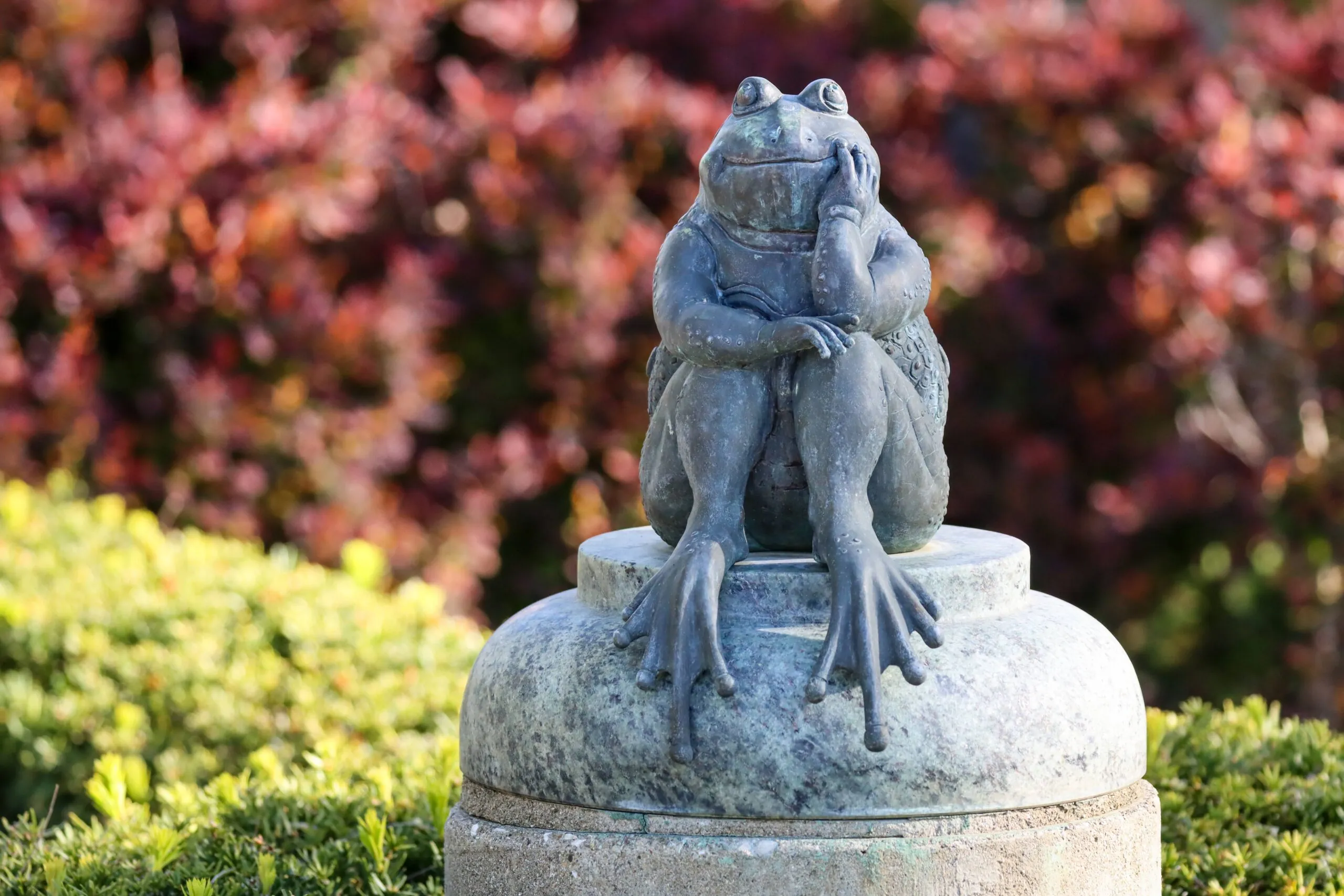 Frog statue art at white river gardens