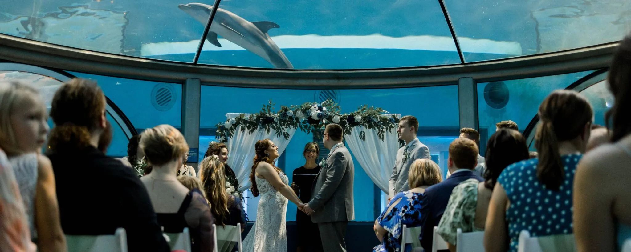 Wedding Ceremony in the underwater dolphin dome at the Indianapolis Zoo