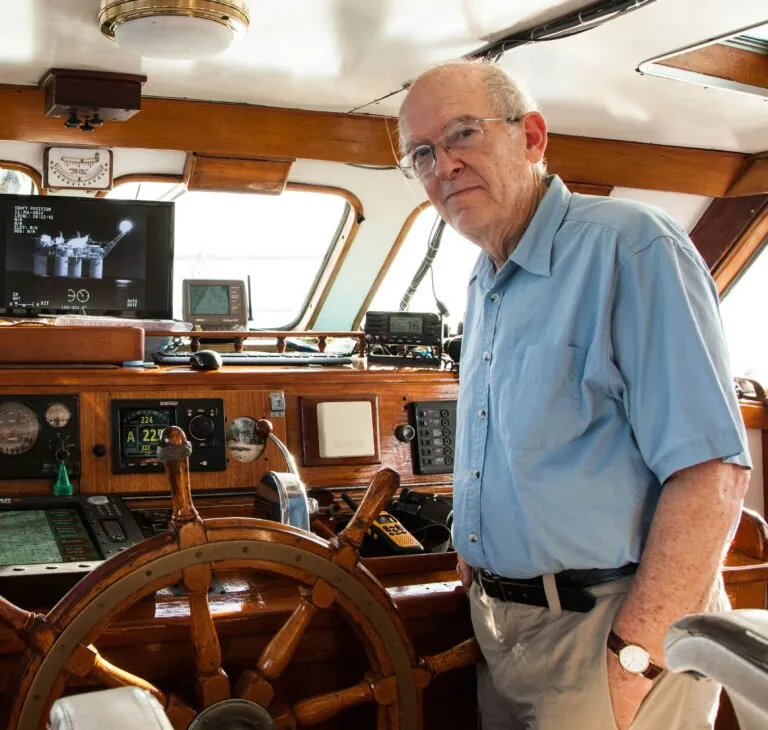 Roger Payne on boat