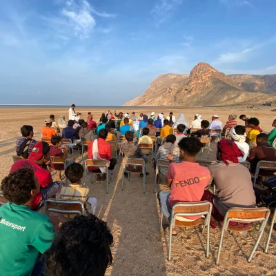 group meeting in Socotra near mountains for world wetlands day