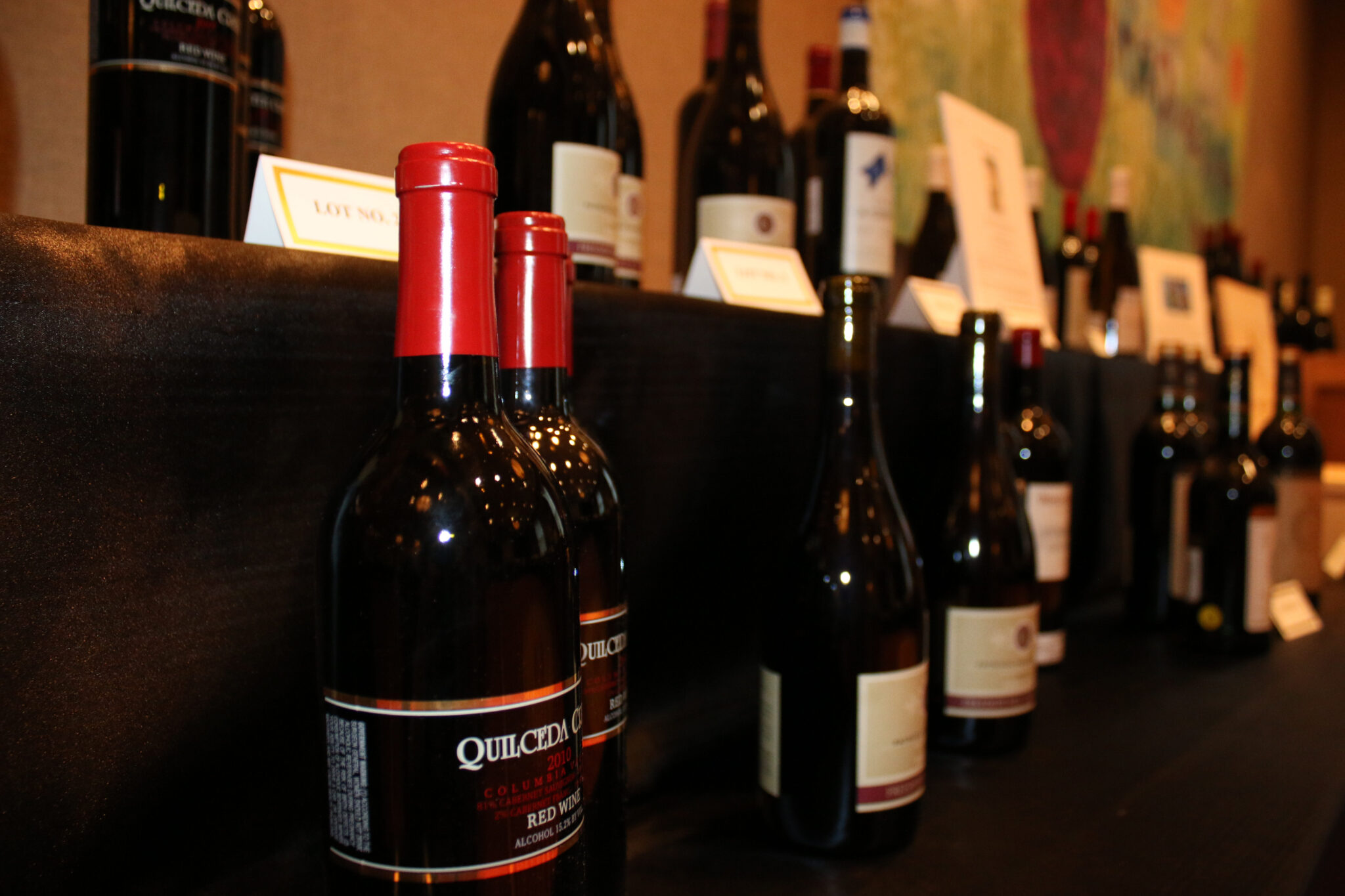 bottles of wine lined up