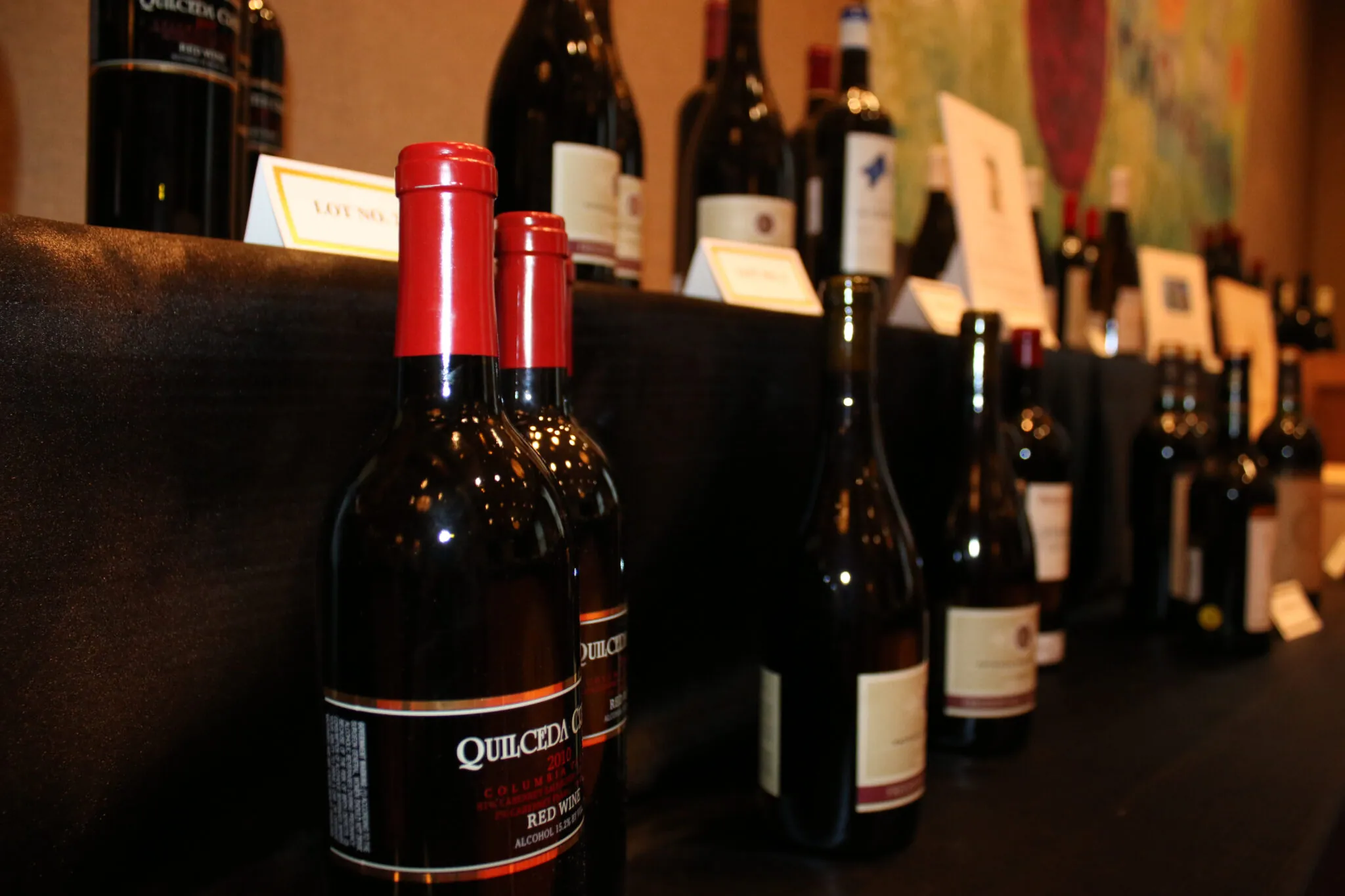 bottles of wine lined up