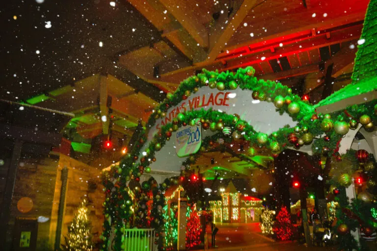 decorated entry arch to Santa's village