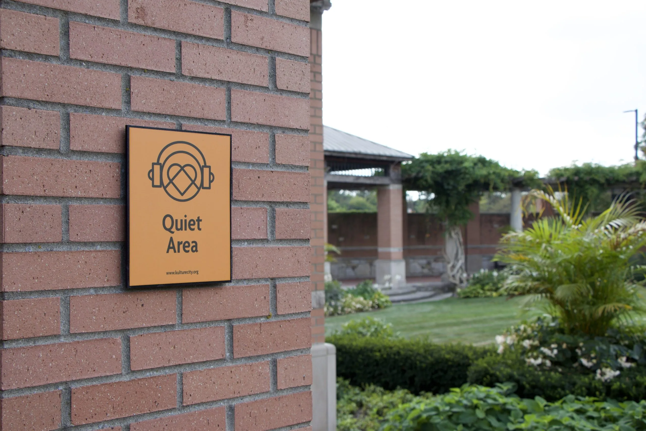 Kulture City Quiet Area Sign on brick wall
