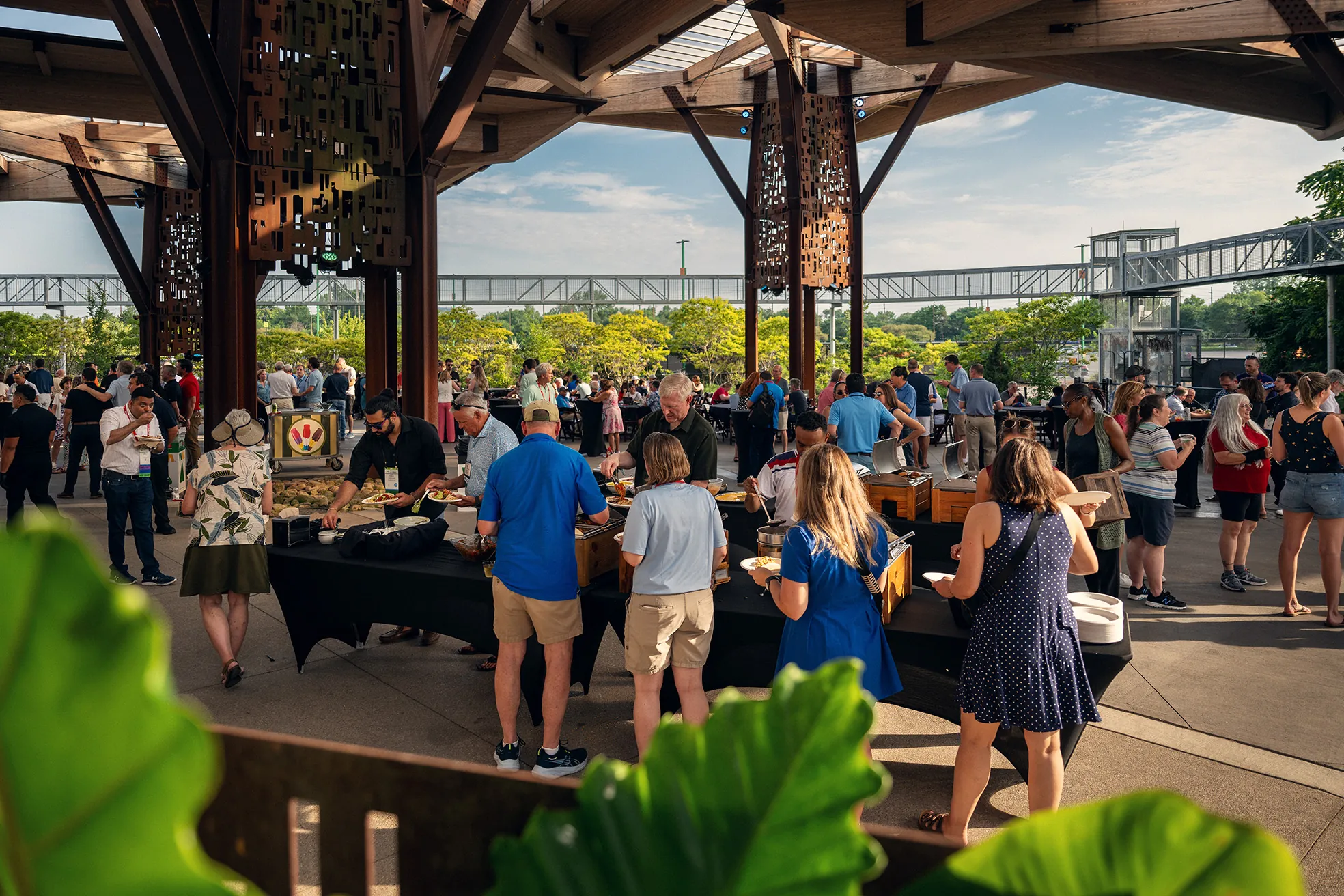 group of people at event buffet