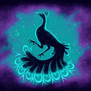 graphic rendering of a peacock