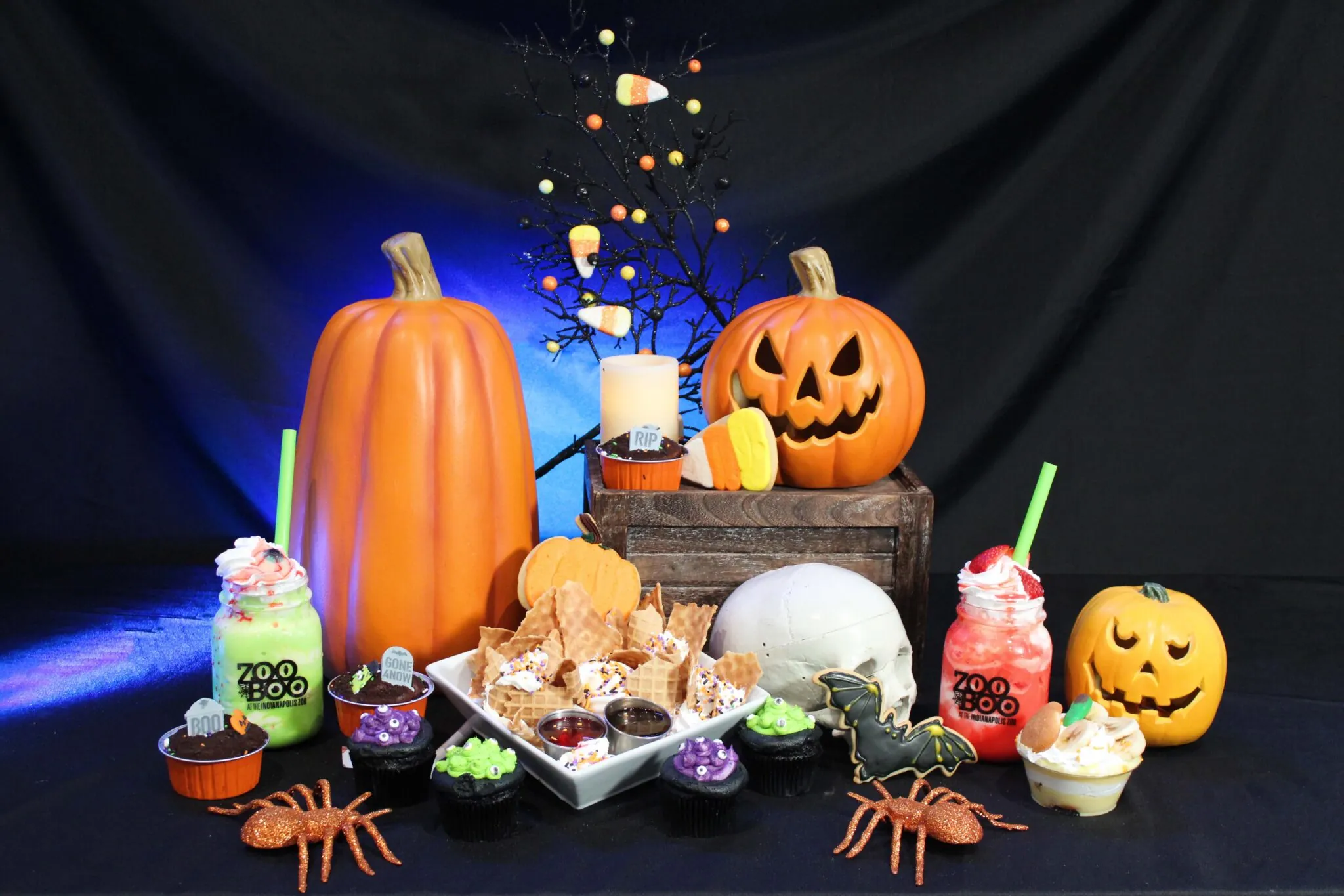 table full of Halloween treats
