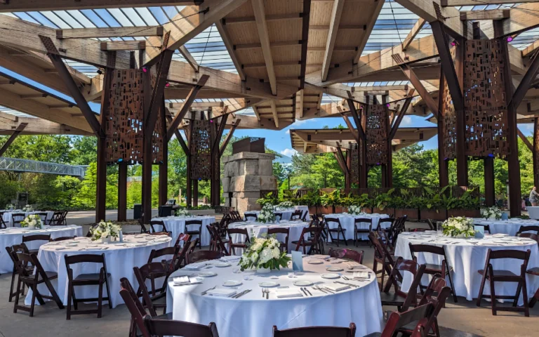 outdoor venue set with tables