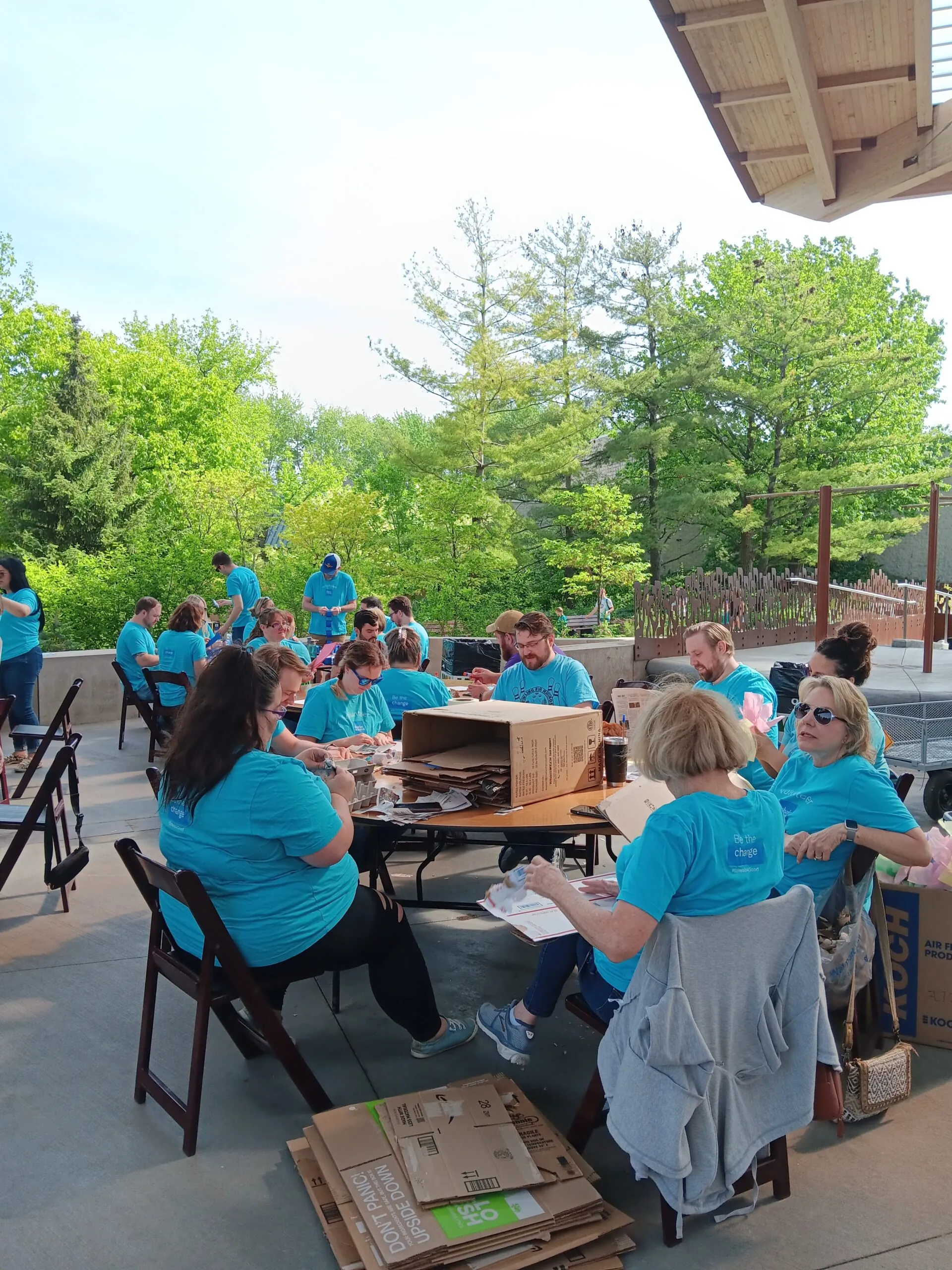 volunteer group making animal enrichment