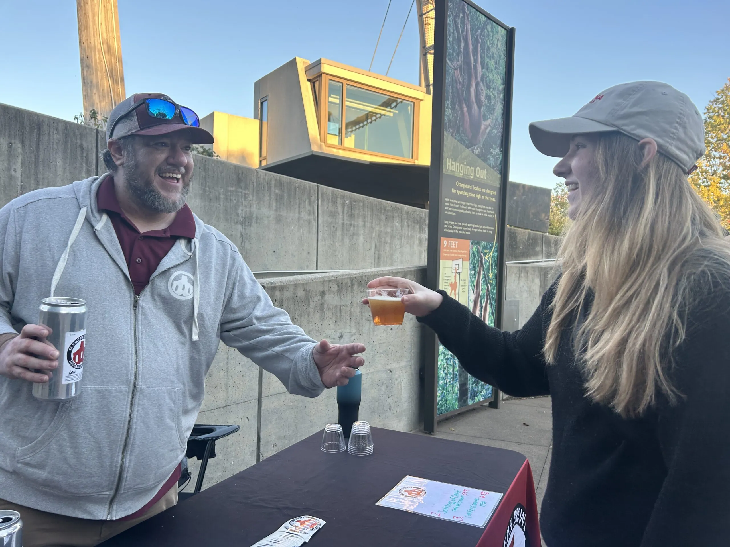 Adult drinking beer sample