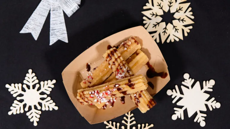 churros with peppermint candy crumbles