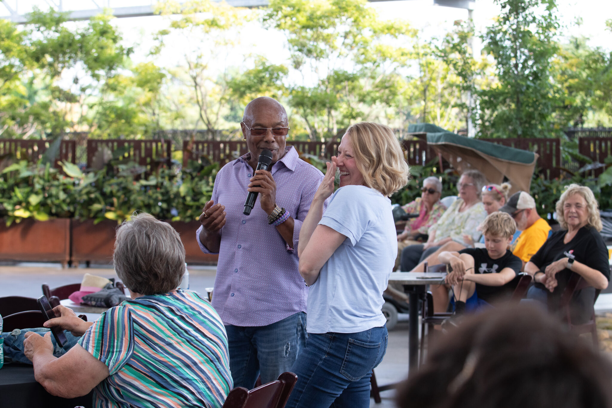 Jazz singer in crowd